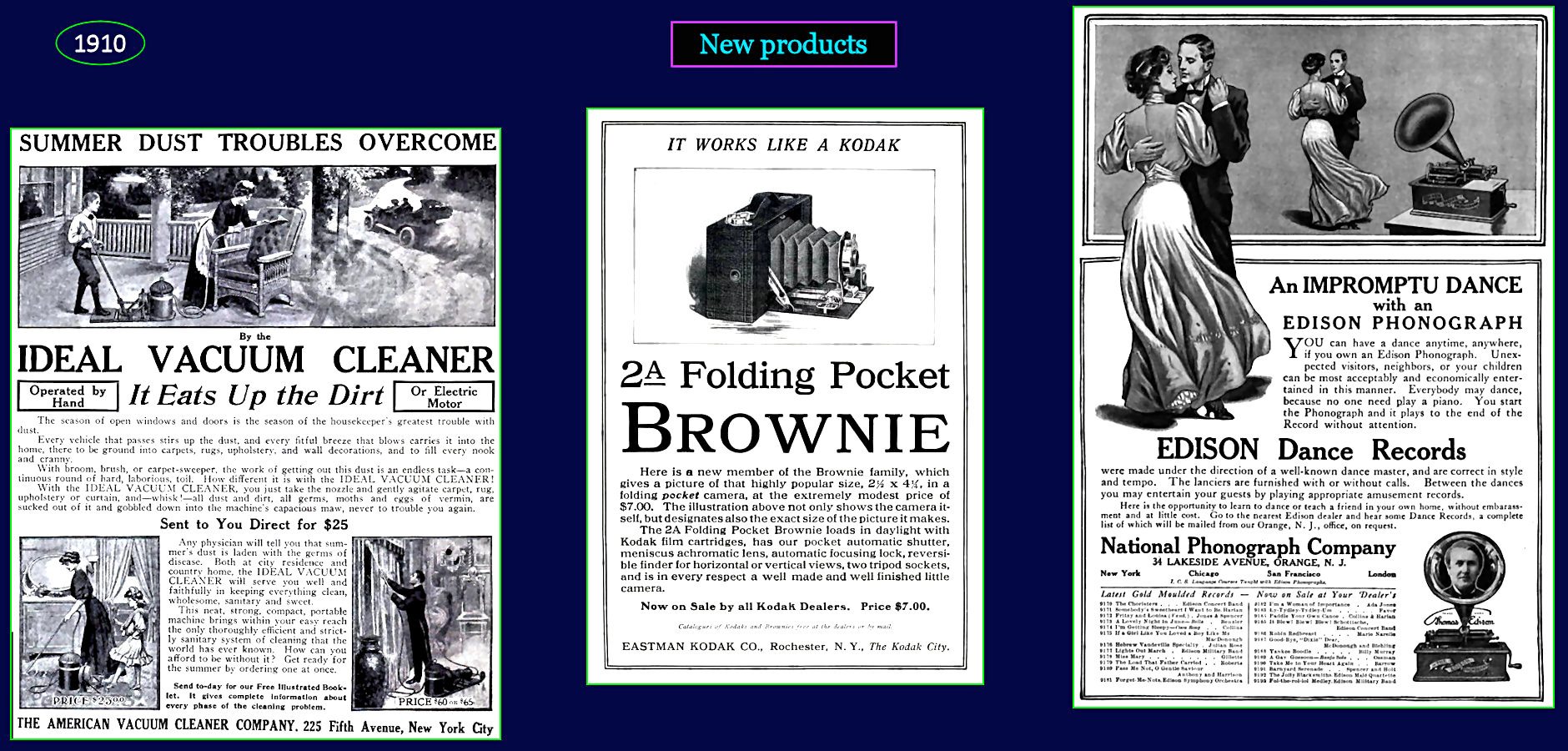 Electric appliance ads, 1910